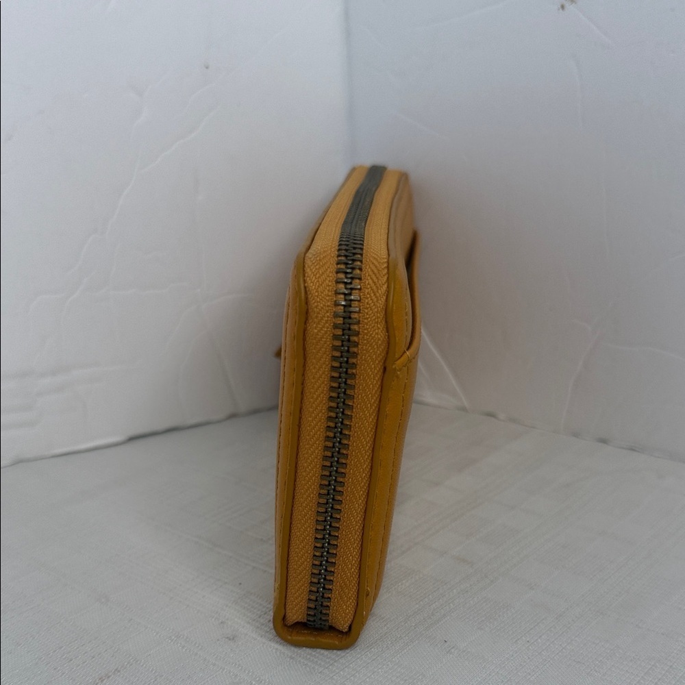 Margot Anna Zip Around Leather Wallet in marigold yellow. - Picture 2 of 9